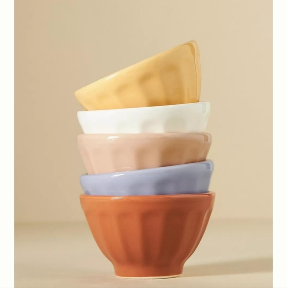 Anthropologie Shiny Mini Latte Bowls - set of 4 - apricot pink - Picture 4 of 14